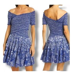 Poupette St. Barth Blue Patterned Mini Dress
